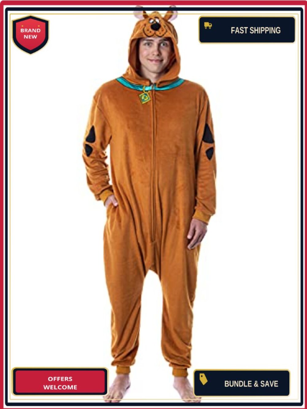 Scooby-Doo Adult Hooded Union Suit Pajamas Cosplay Costume